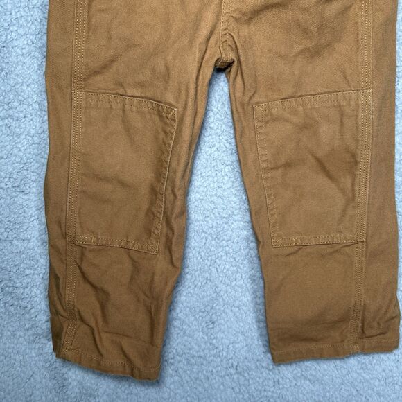 Carhartt Kids Canvas Bib Overalls Sz 3T Brown Double Knee Outdoor Farm **Stain** - Picture 2 of 10